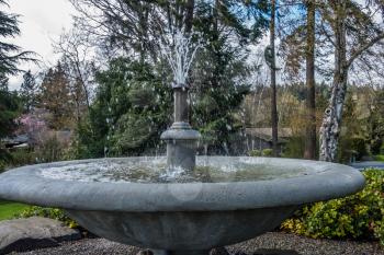 A macro shot of a cement fountain in Normandy Park, Washington.