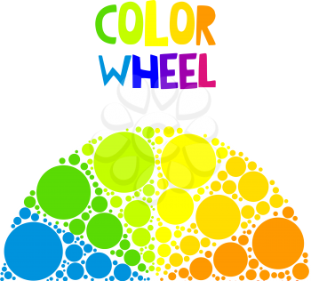 Color wheel palett or color circle on background. The physical representation of color transitions and HSB.