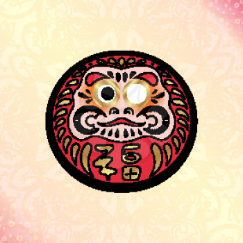 Daruma Japanese traditional doll, which embodies Bodhidharma in Japanese syncretic mythology. Deity, brings happiness.