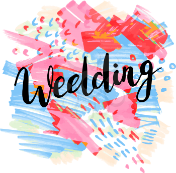 Wedding, hand-drawn labels for greeting cards, wedding invitations design, photo overlays. Modern calligraphic handwritten background.