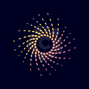 Halftone gradient dots circle. Spotted flash . Logo Design Element. Vector poster.