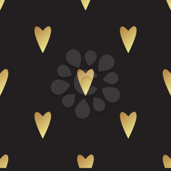 Seamless  pattern with gold hearts. Contemporary style perfect for wedding, valentines day, save the date, birthday invitation. Vector illustration