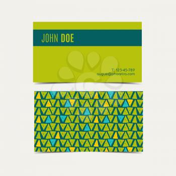 Business card vector background.  Trend green flash color. Hand drawn style.
