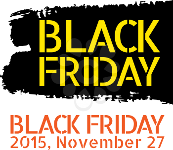 Black Friday vector Vintage grungy design poster template. Retro style Typography. Yellow and black. Trendy.