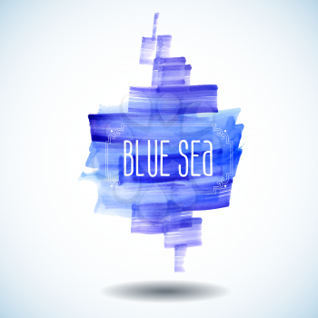 Watercolor blue  sea  abstract background with space for text - vector