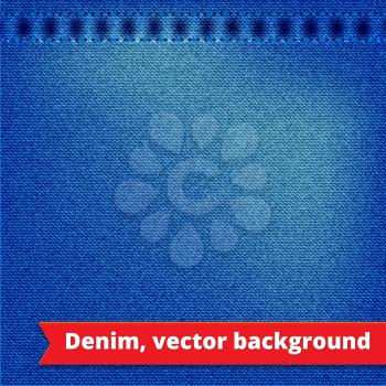 Blue Denim Texture Background, Vector EPS 10.