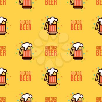 Seamless pattern with foam beer in large mugs Fashionable Ornamnet for bar pub octoberfest festival. Texture for scrapbooking, wrapping paper textile web page textile wallpaper surface design fashion
