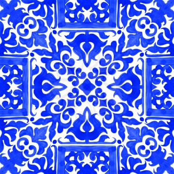Portuguese azulejo tiles. Gorgeous seamless patterns. For bathroom pottery, cases for smartphones, print surface texture pillow towels, linen bag T-shirt