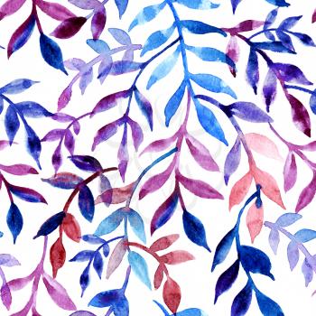 Elegant seamless pattern leaves and branch. Watercolor texture twigs for the jar tube box. Botanical print for packing, scrapbooking, wrapping paper textile, home decor, skin smartphone surface design