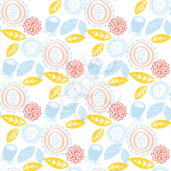 Seamless retro floral pattern  in pastel colors