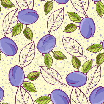 plum in the doodle, sketch style seamless texture
