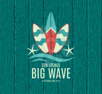 Vector Retro Style Surfing Labels, Logos or T-shirt Graphic Design Featuring Surfboards, for presentation, infographics, flyer, printing  etc. Good for Posters etc.