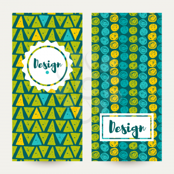 Set Vector  hipster backgrounds in blues and greens. Hand drawn style Trend green flash color.