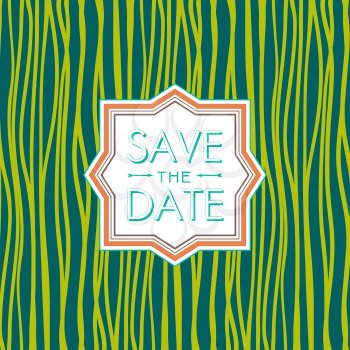 Save the date  hipster style. Wedding invitation.  trend green flash color. Vector image.