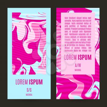 Pink banners with a shabby chic design and glitch. Vector illustration
