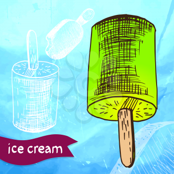 Doodle ice cream frozen dessert style sketch in vector format