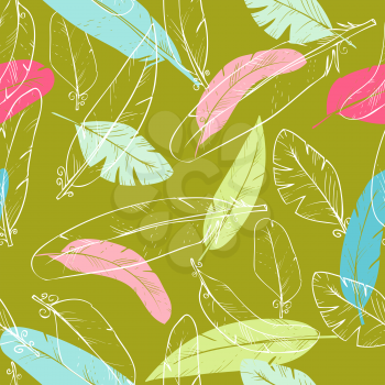 Vector seamless pattern with raven's feathers.