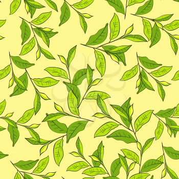Colorful background with leaves. Seamless pattern for your design wallpapers, pattern fills, web page backgrounds, surface textures.