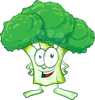 fun  broccoli cartoon on white background
