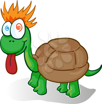 Vector illustration of a foolish cartoon turtle