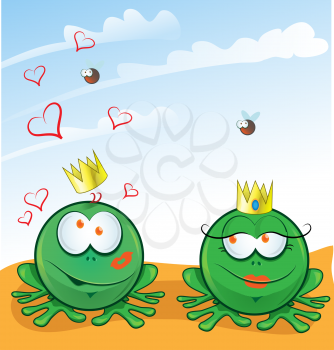 couple frog in love on background