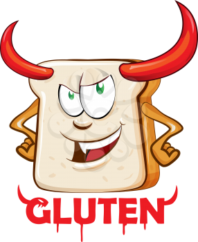 gluten evil mascot cartoon over white background