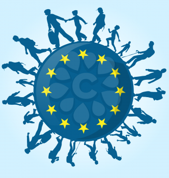  immigration people on european symbol