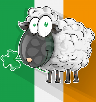 irish shepp cartoon on ireland flag