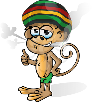jamaican monkey cartoon isolated on white  background
