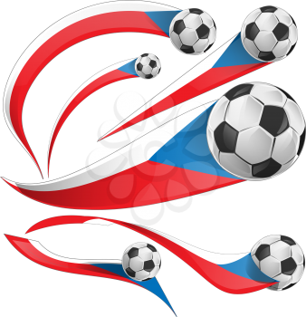 Czech Republic flag  set with soccer ball isolated 