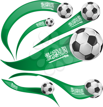 
Saudi Arabia flag set with soccer ball