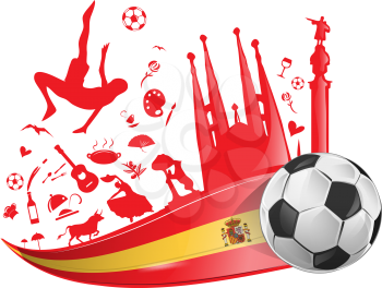 spain flag with soccer ball 
