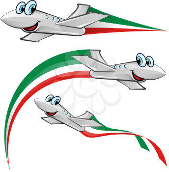airoplane cartoon. with italian flag 