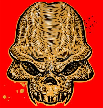 horror skull on red background