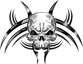 skull tattoo design isolate on white