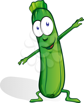 fun zucchini cartoon isolated on white background