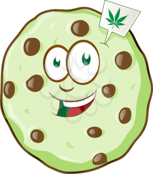 cartoon mascot cookie with marijuana flavor. vetcor illustration