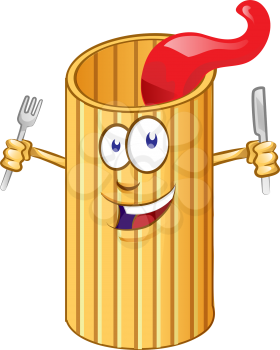 Rigatone pasta Cute comic character. clip art vector illustration