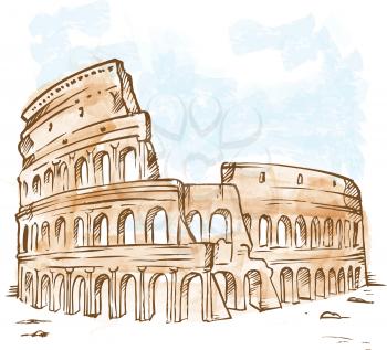 watercolor roman colosseum . illustration
