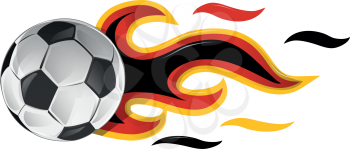 soccer ball on fire with germany flag. illustration