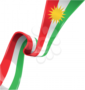 Kurdistan ribbon flag on white background 