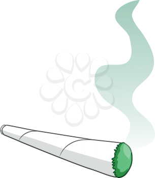 Cartoon of a rolled smoking cigarette. vector clip art
