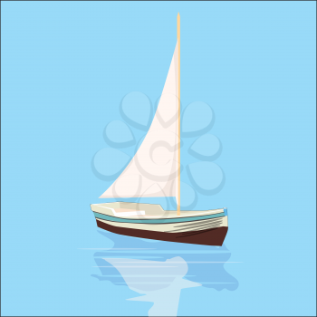 Sailing boat, yacht, rest travel vector illustration