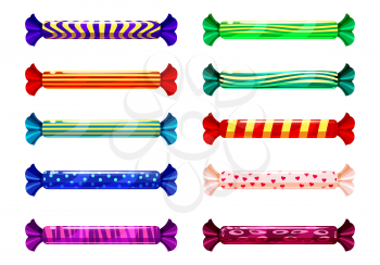 A set of colored candies, lollipop, caramel, various bright colors