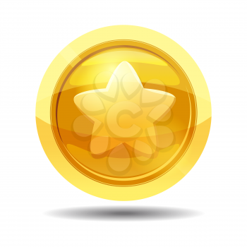 Game coin with star, game interface, gold