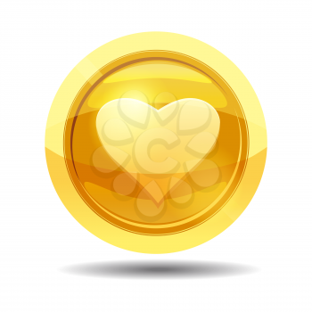 Game coin with heart, game interface, gold