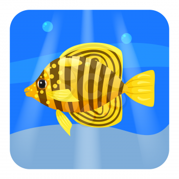 Exotic tropical fish isolated on seae background. Vector cartoon illustration isolated