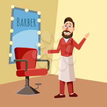 Hairdresser, stylist, an armchair, a mirror cartoon style vector
