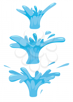 Set splash of liquid, water. For illustrations, animation cartoon style