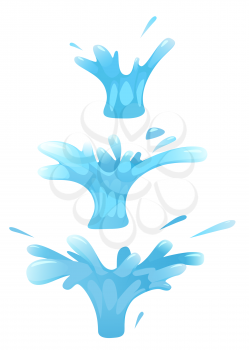 Set splash of liquid, water. For illustrations, animation cartoon style